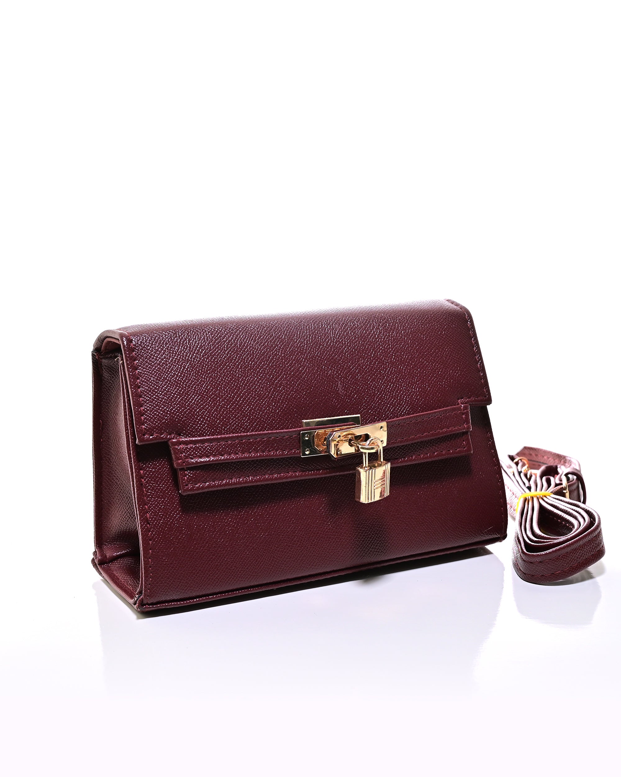 CRS020 - ELEGANT LEATHER CROSSBODY BAG WITH GOLD LOCK