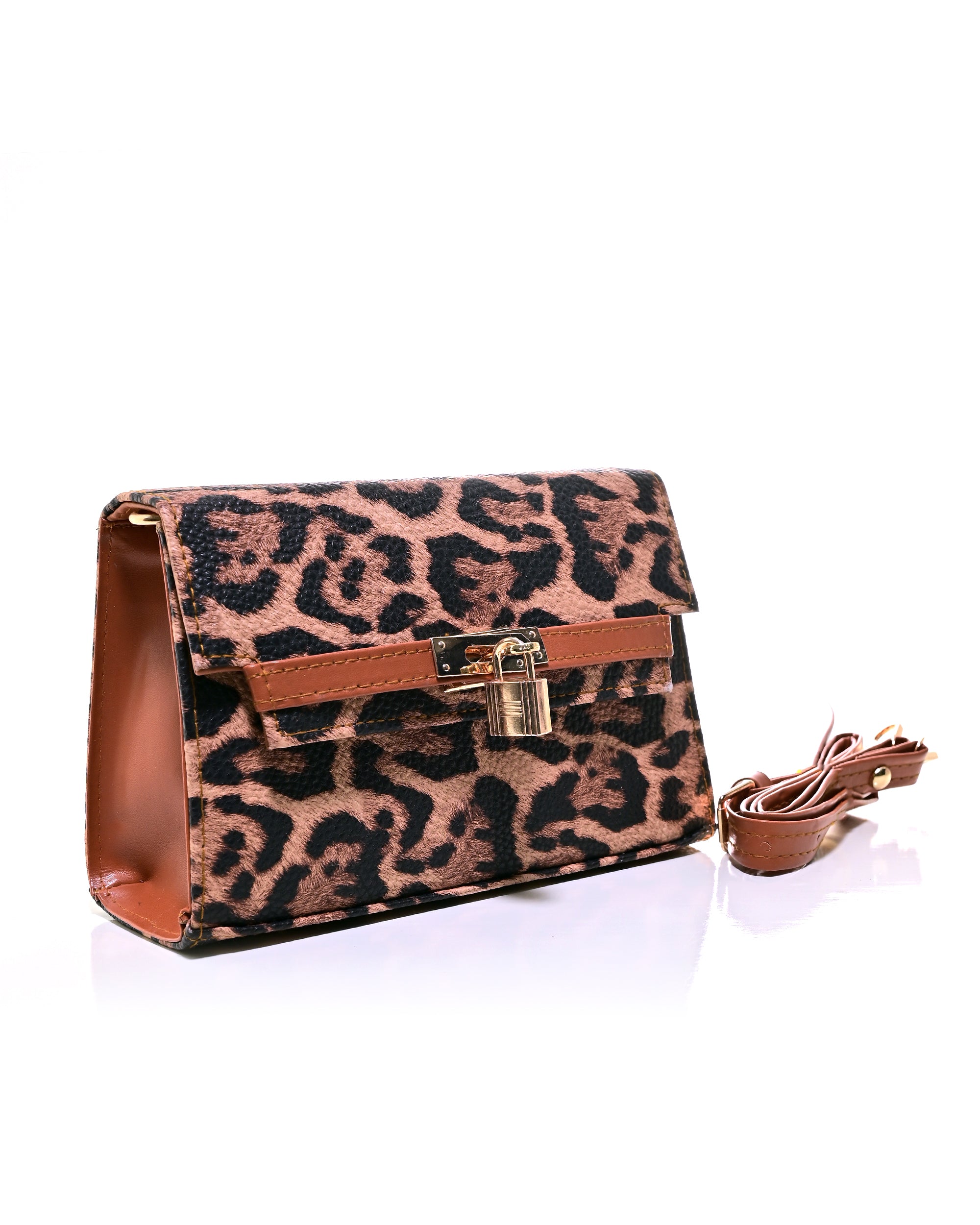 CRS020 - ELEGANT LEATHER CROSSBODY BAG WITH GOLD LOCK