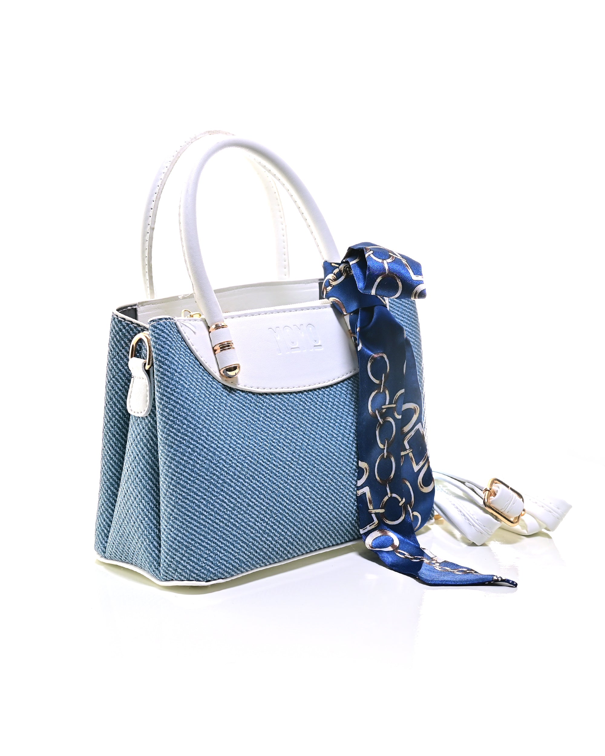HND001 - TWO-TONE LEATHER HANDBAG & CROSSBODY BAG WITH BOW.