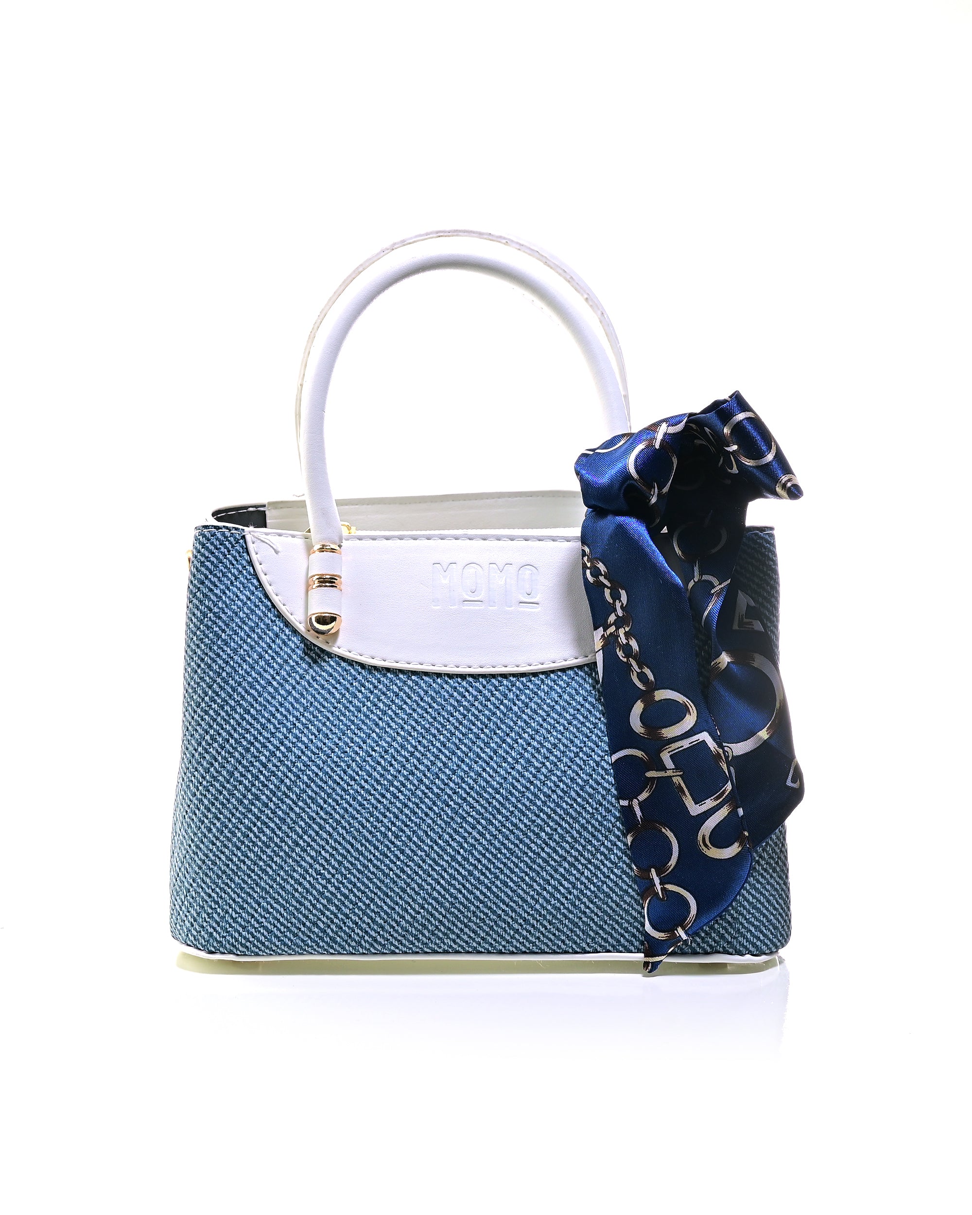 HND001 - TWO-TONE LEATHER HANDBAG & CROSSBODY BAG WITH BOW.