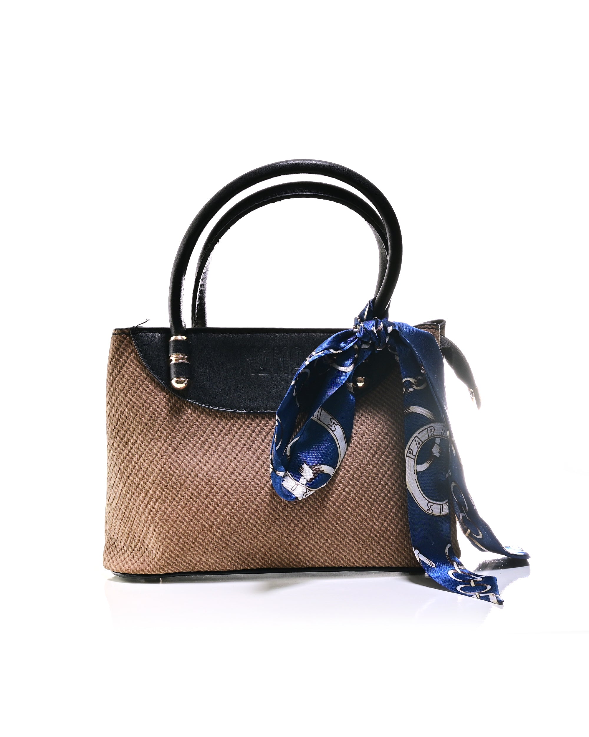 HND001 - TWO-TONE LEATHER HANDBAG & CROSSBODY BAG WITH BOW.