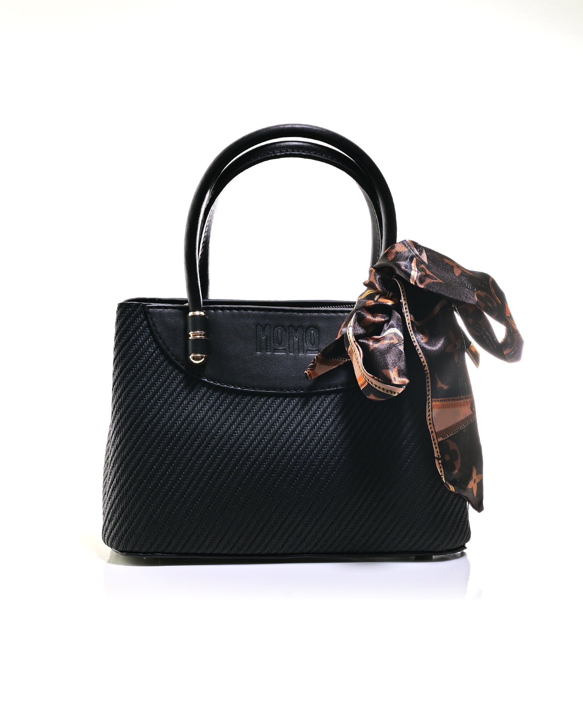 HND001 - TWO-TONE LEATHER HANDBAG & CROSSBODY BAG WITH BOW.