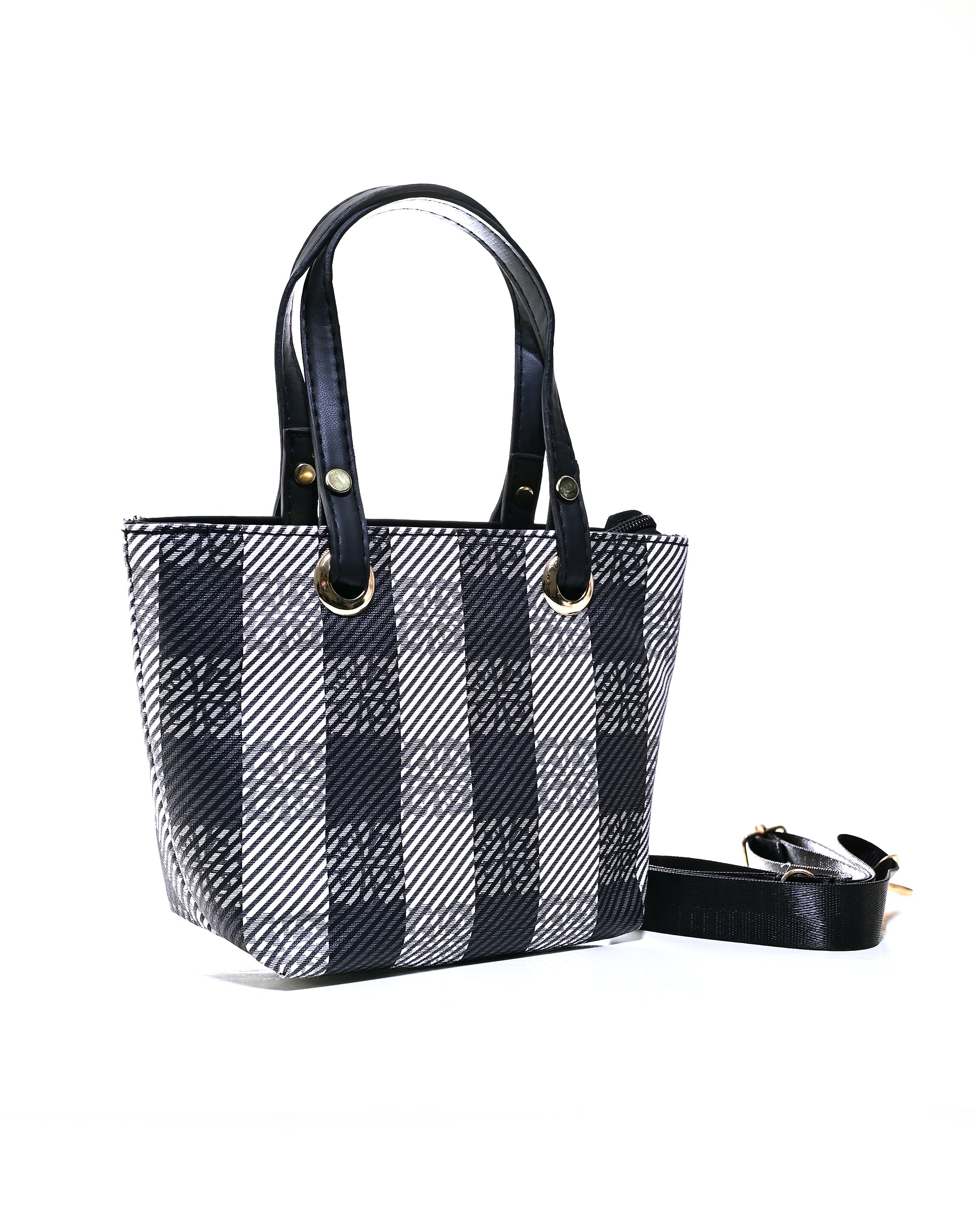 HND004 - WOMEN'S PLAID HANDBAG WITH DETACHABLE SHOULDER STRAP