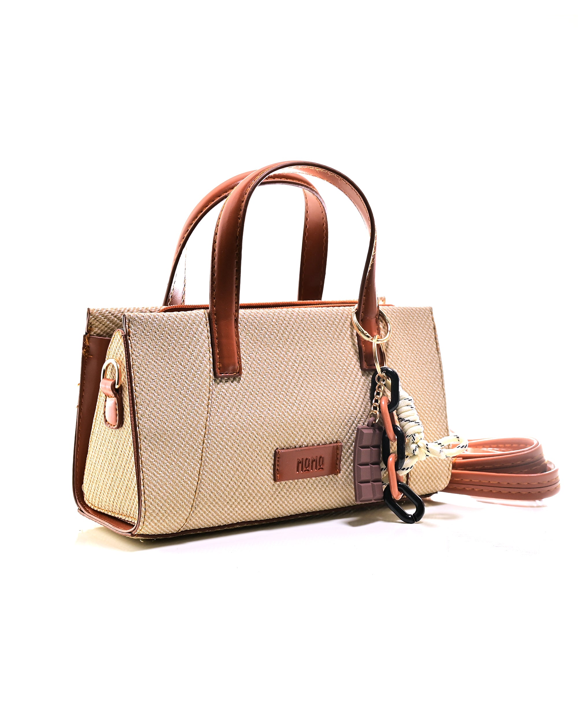HND005 - ELEGANT WOMEN'S LEATHER HANDBAG & CROSSBODY BAG WITH BOW.