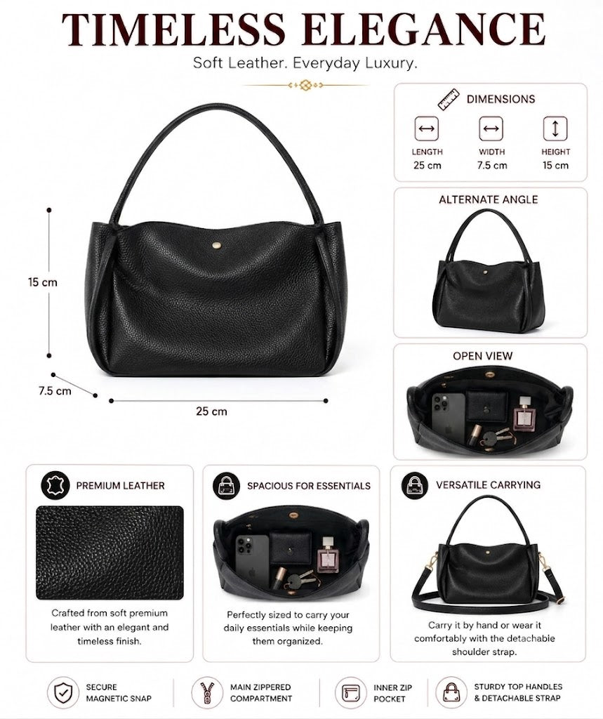 SLD006 - ELEGANT WOMEN'S SOFT LEATHER SHOULDER BAG.