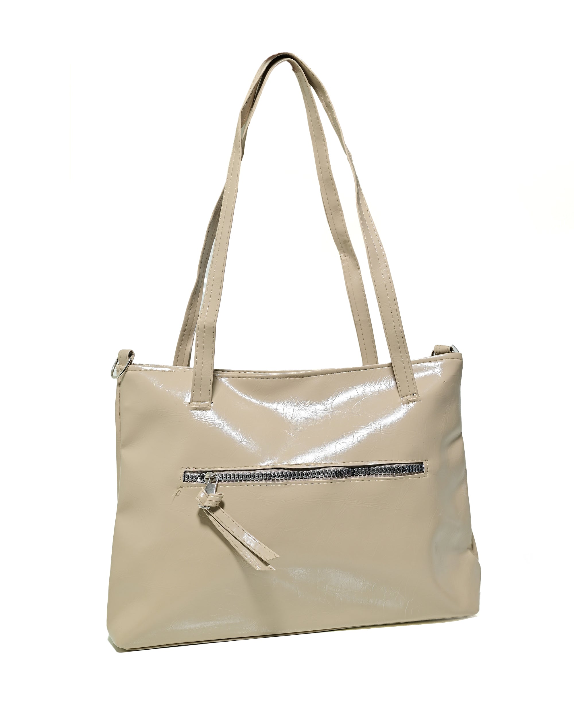 SLD010 - WOMEN'S LEATHER SHOULDER & HANDBAG WITH FRONT ZIP POCKET.