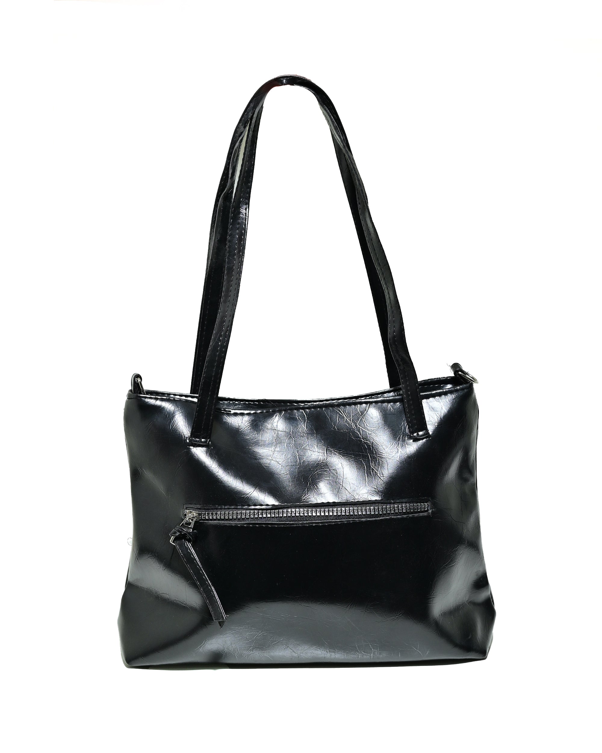 SLD010 - WOMEN'S LEATHER SHOULDER & HANDBAG WITH FRONT ZIP POCKET.