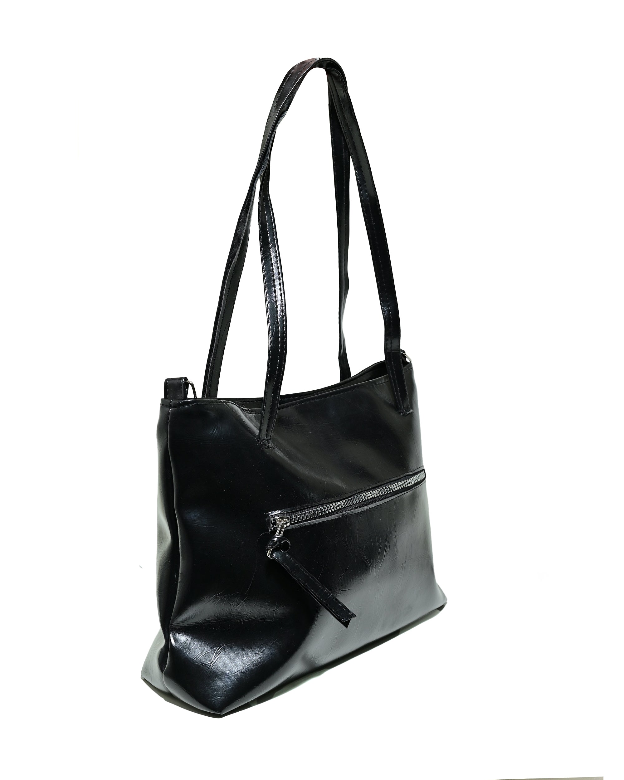 SLD010 - WOMEN'S LEATHER SHOULDER & HANDBAG WITH FRONT ZIP POCKET.
