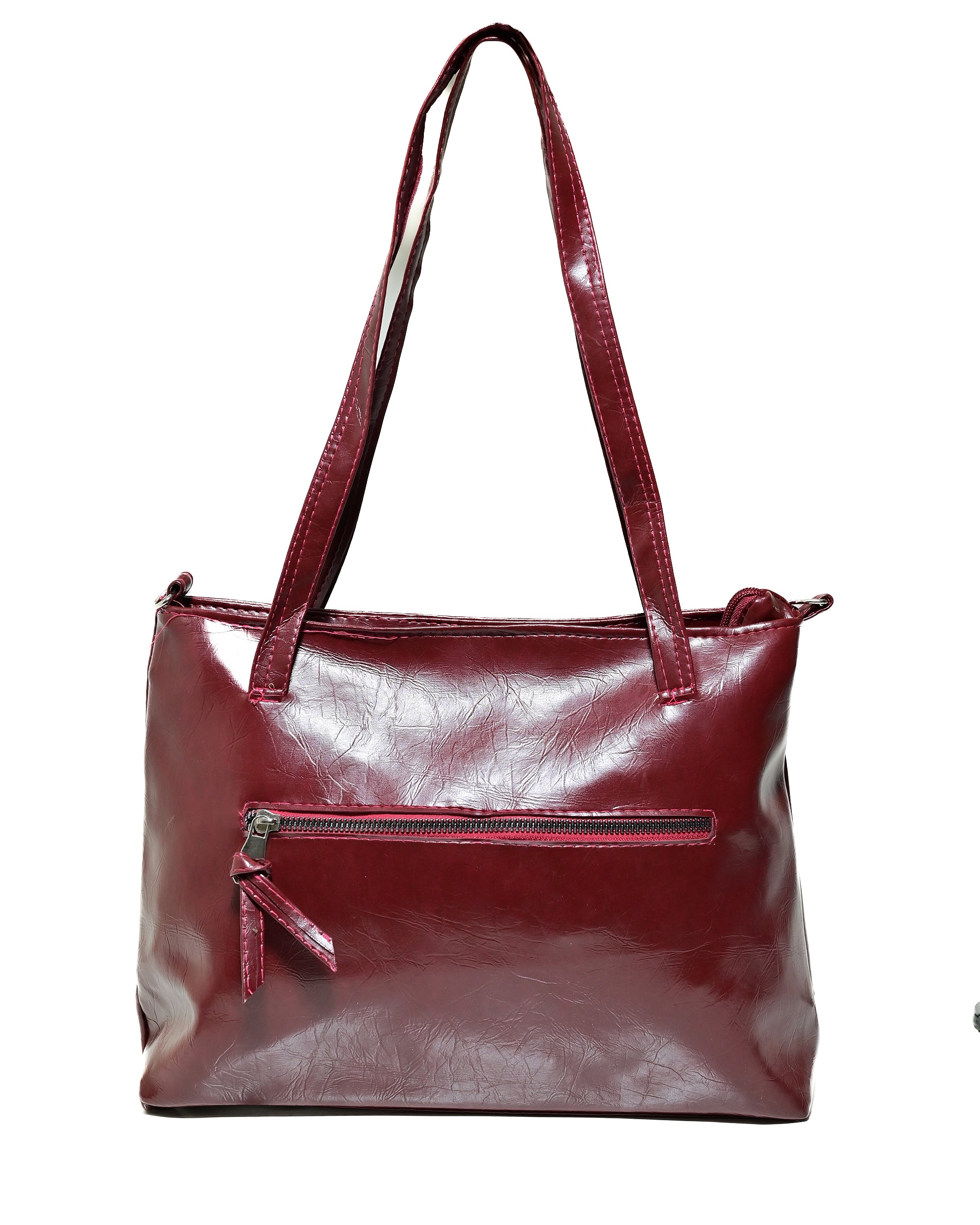SLD010 - WOMEN'S LEATHER SHOULDER & HANDBAG WITH FRONT ZIP POCKET.