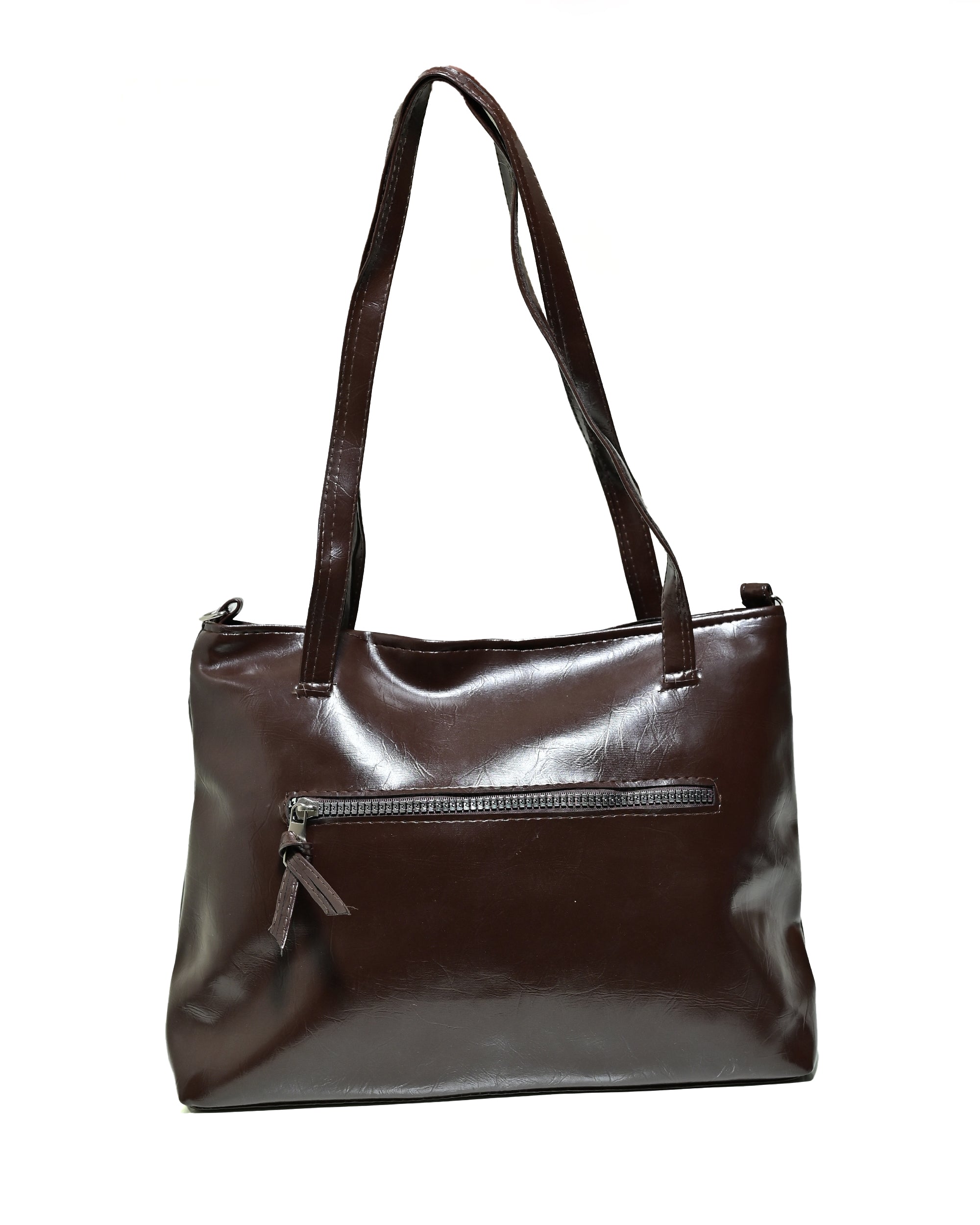 SLD010 - WOMEN'S LEATHER SHOULDER & HANDBAG WITH FRONT ZIP POCKET.