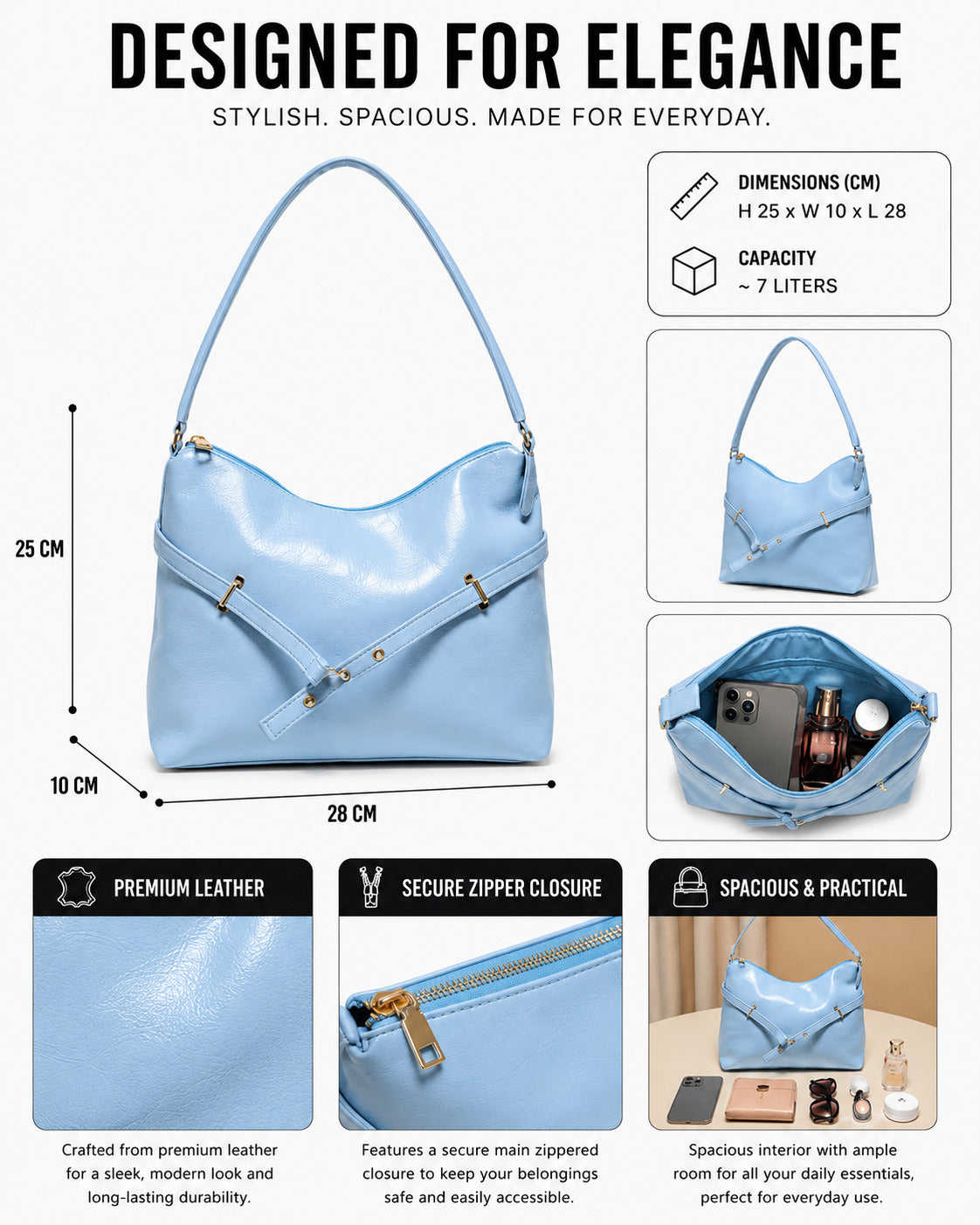 SLD011 - WOMEN'S LEATHER SHOULDER BAG FOR EVERYDAY USE