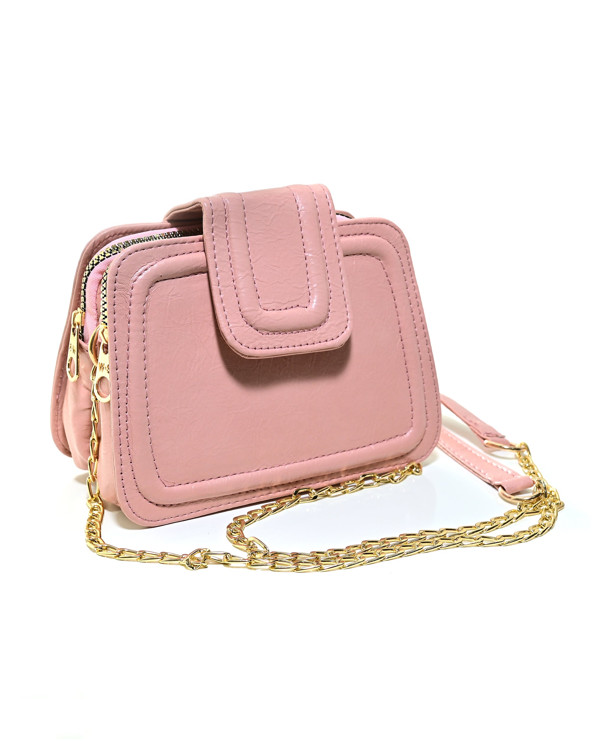 CRS019 - ELEGANT LEATHER HANDBAG & CROSSBODY BAG WITH 2 ZIP POCKETS