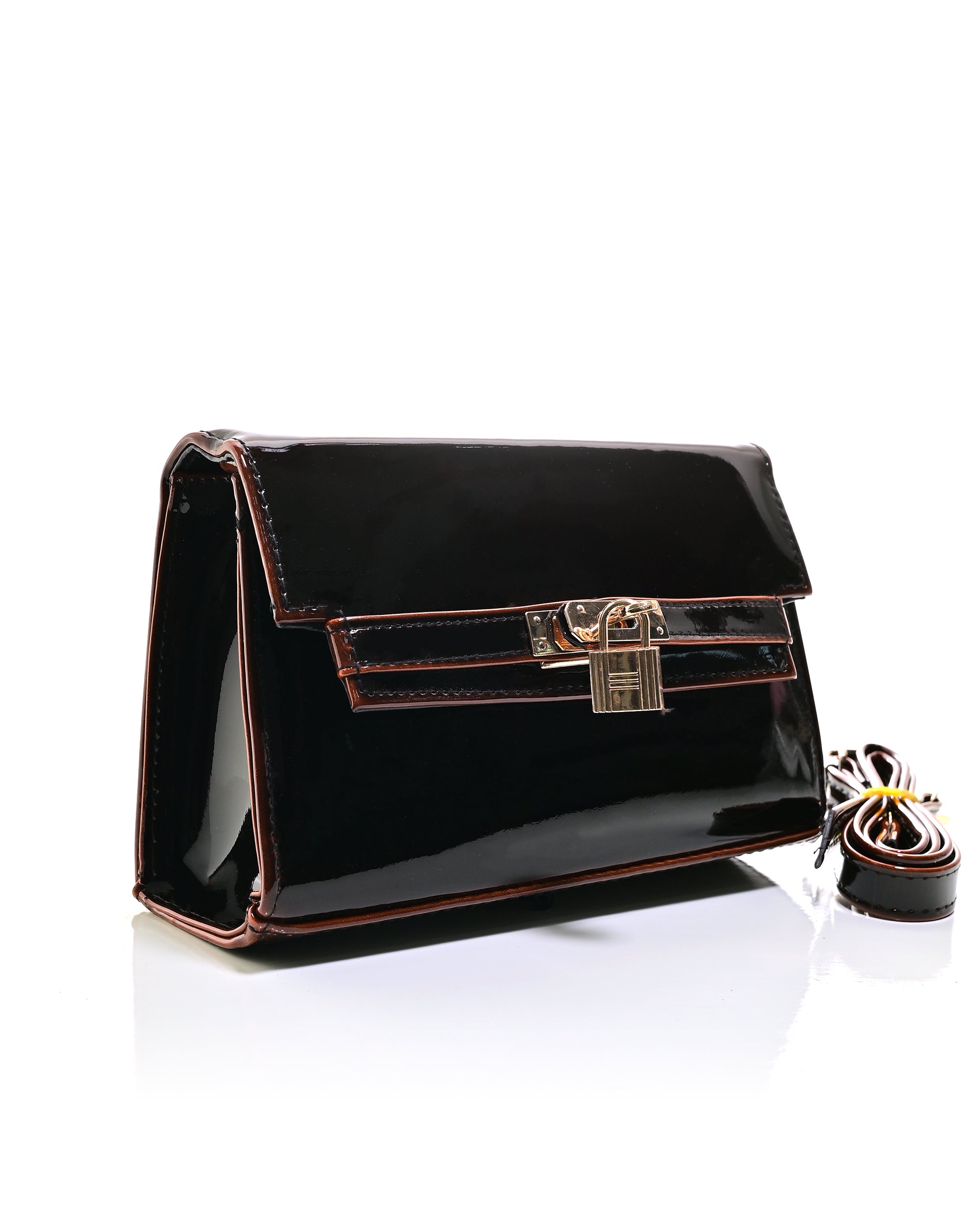 CRS020 - ELEGANT LEATHER CROSSBODY BAG WITH GOLD LOCK