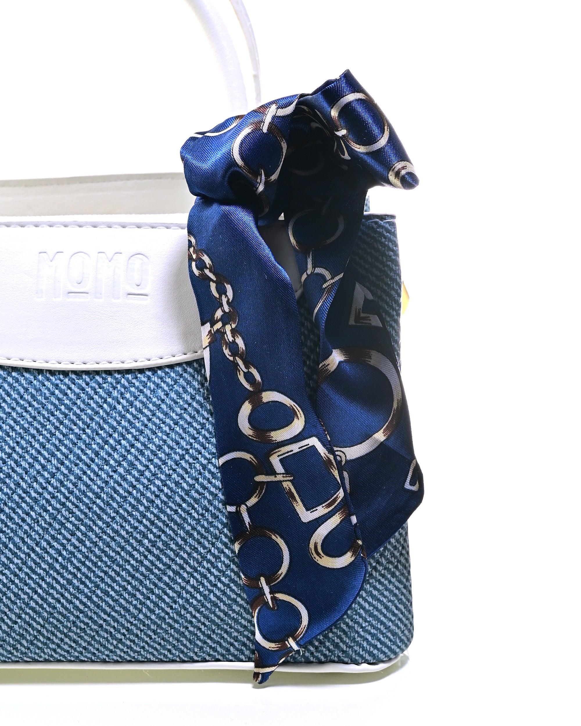 HND001 - TWO-TONE LEATHER HANDBAG & CROSSBODY BAG WITH BOW.