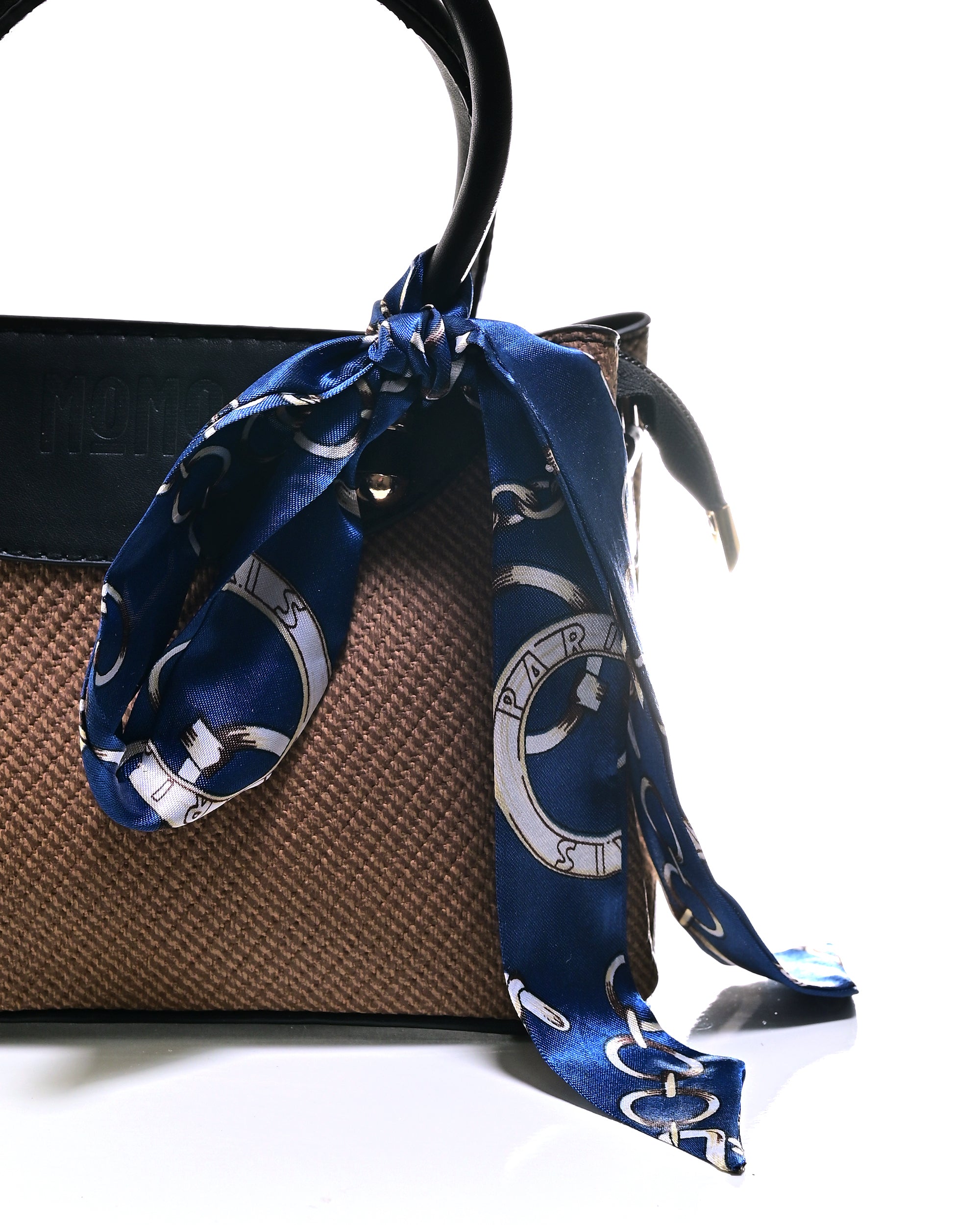 HND001 - TWO-TONE LEATHER HANDBAG & CROSSBODY BAG WITH BOW.