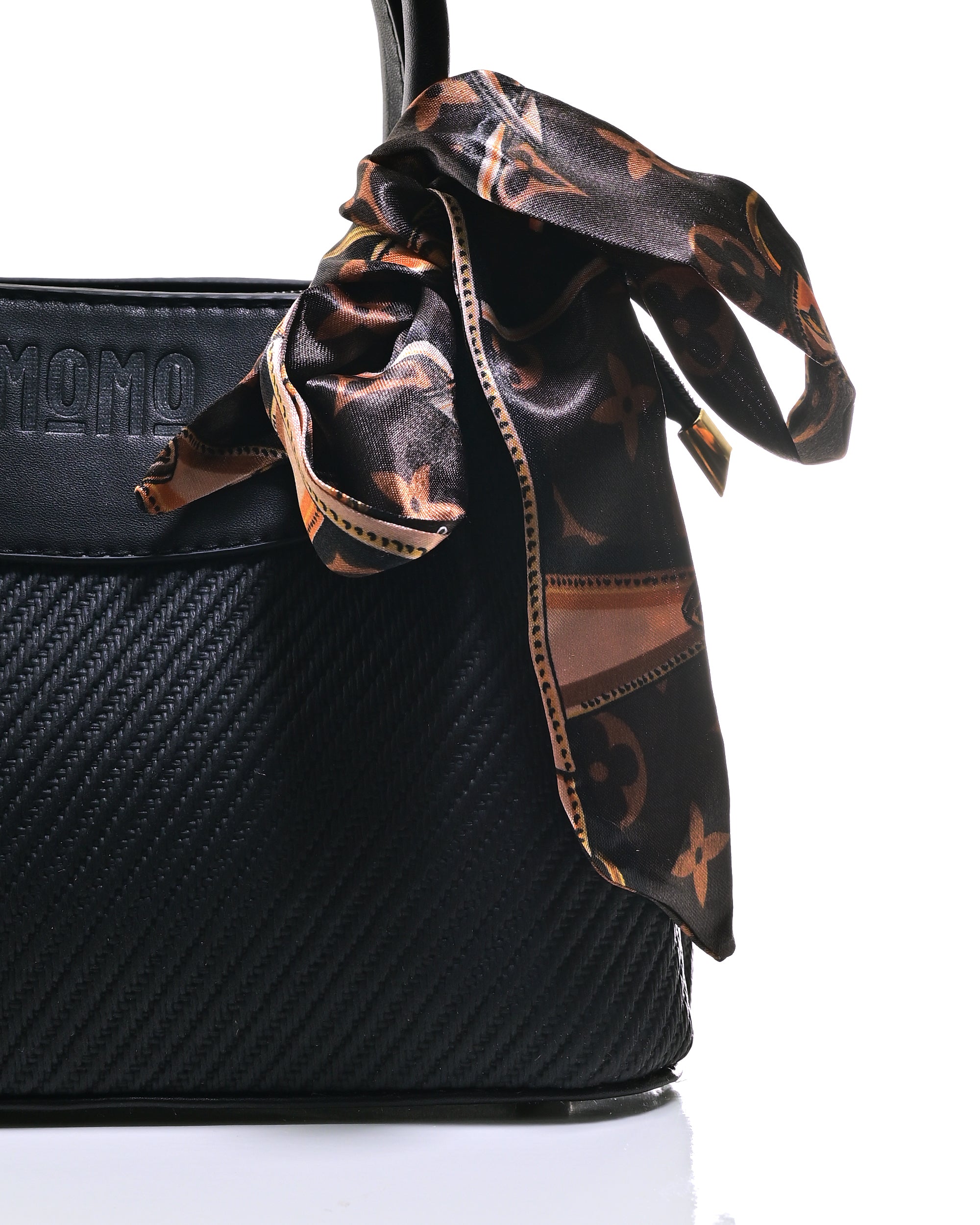 HND001 - TWO-TONE LEATHER HANDBAG & CROSSBODY BAG WITH BOW.