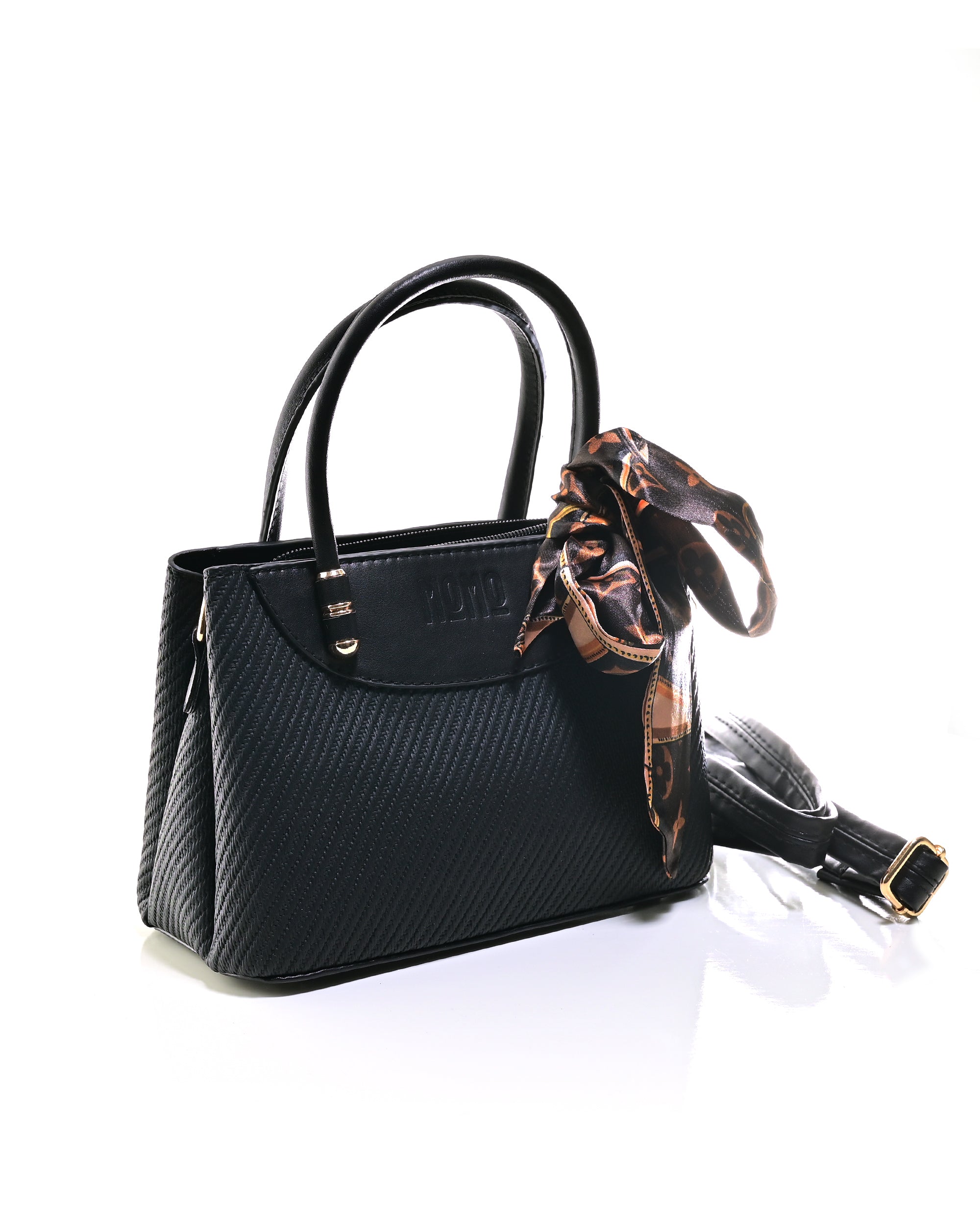 HND001 - TWO-TONE LEATHER HANDBAG & CROSSBODY BAG WITH BOW.