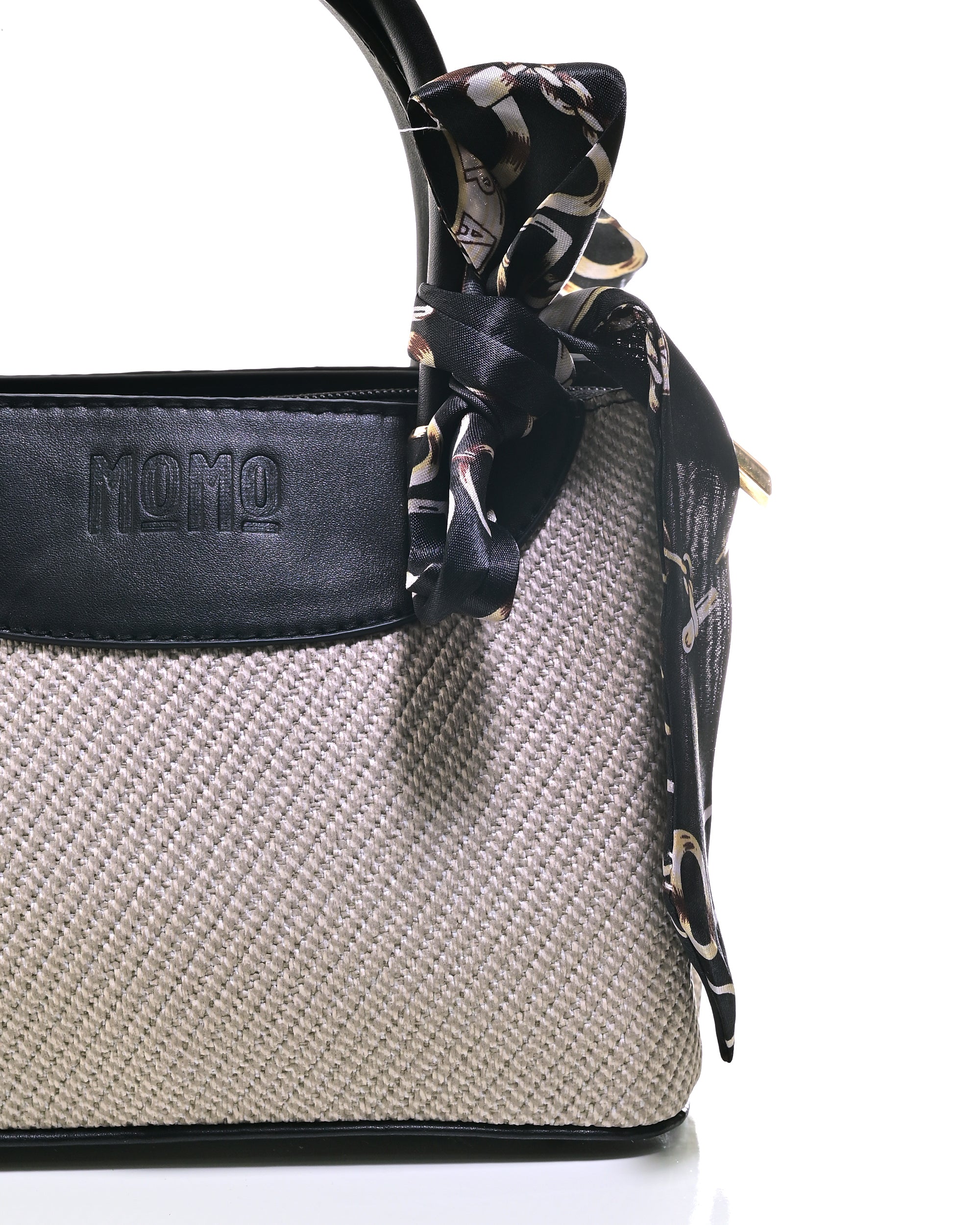 HND001 - TWO-TONE LEATHER HANDBAG & CROSSBODY BAG WITH BOW.