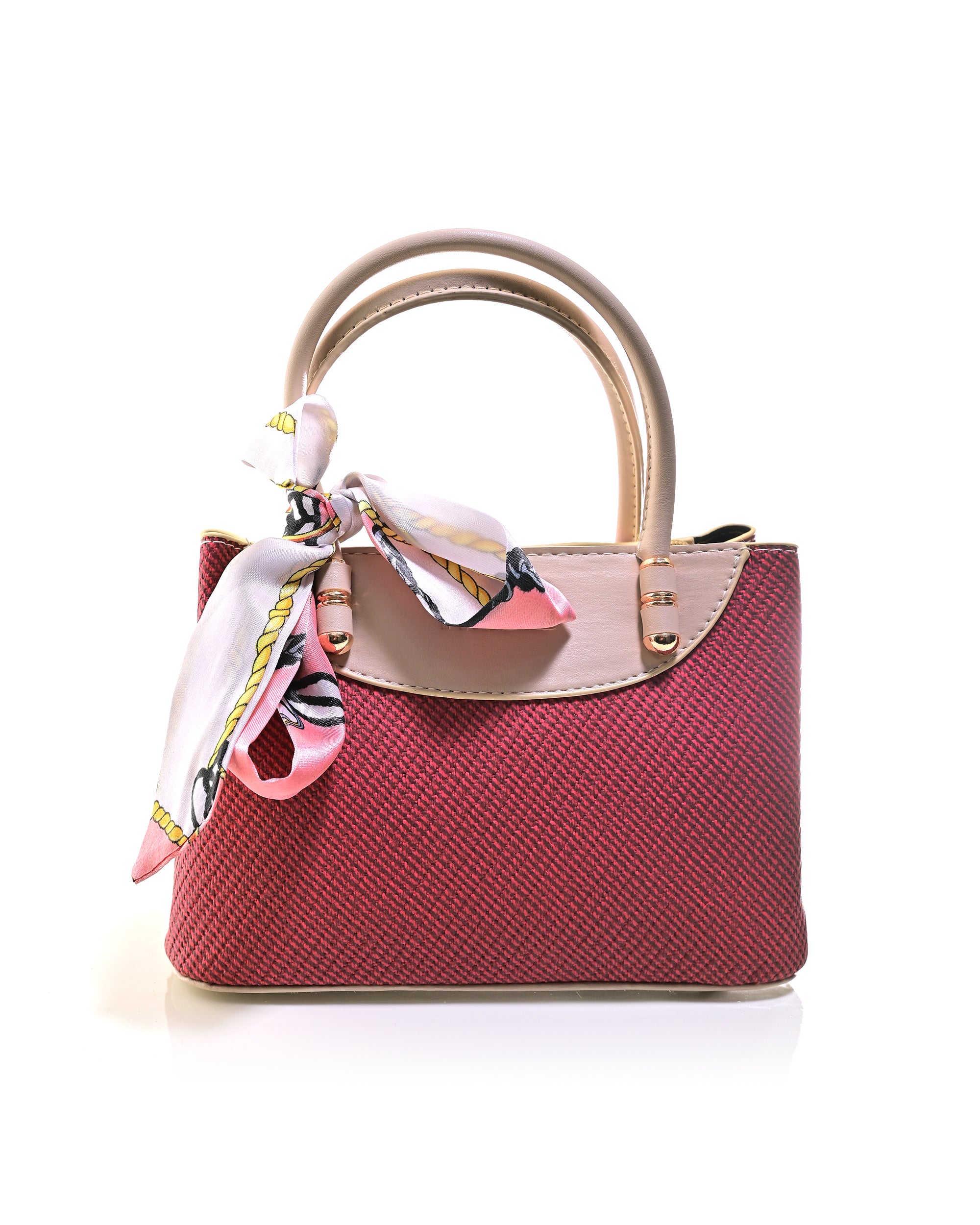 HND001 - TWO-TONE LEATHER HANDBAG & CROSSBODY BAG WITH BOW.