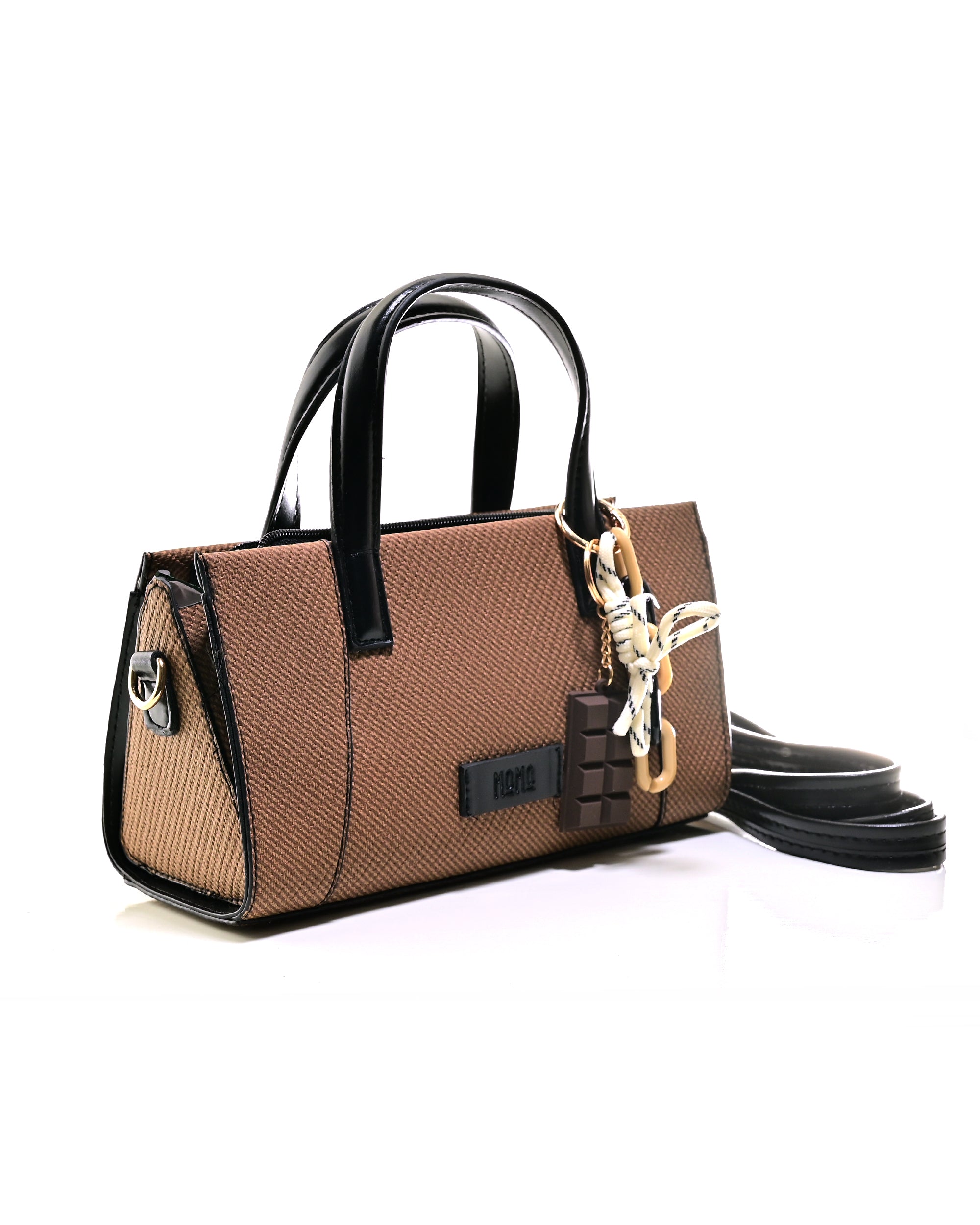 HND005 - ELEGANT WOMEN'S LEATHER HANDBAG & CROSSBODY BAG WITH BOW.