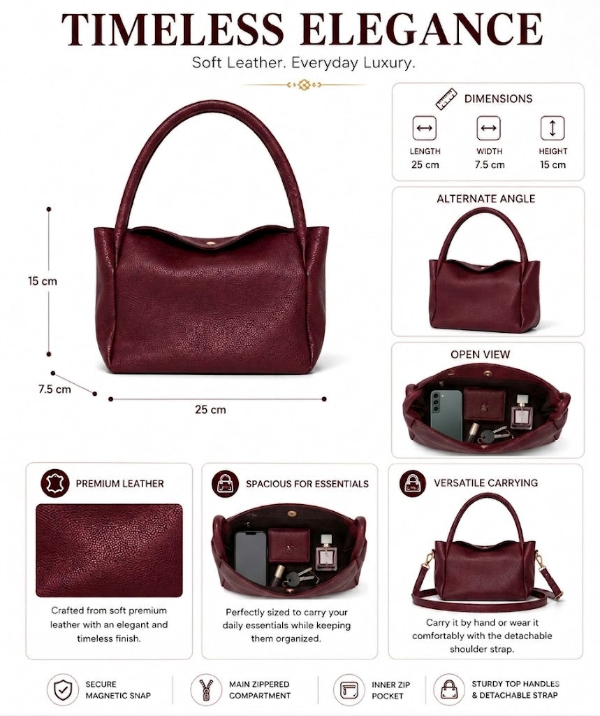 SLD006 - ELEGANT WOMEN'S SOFT LEATHER SHOULDER BAG.