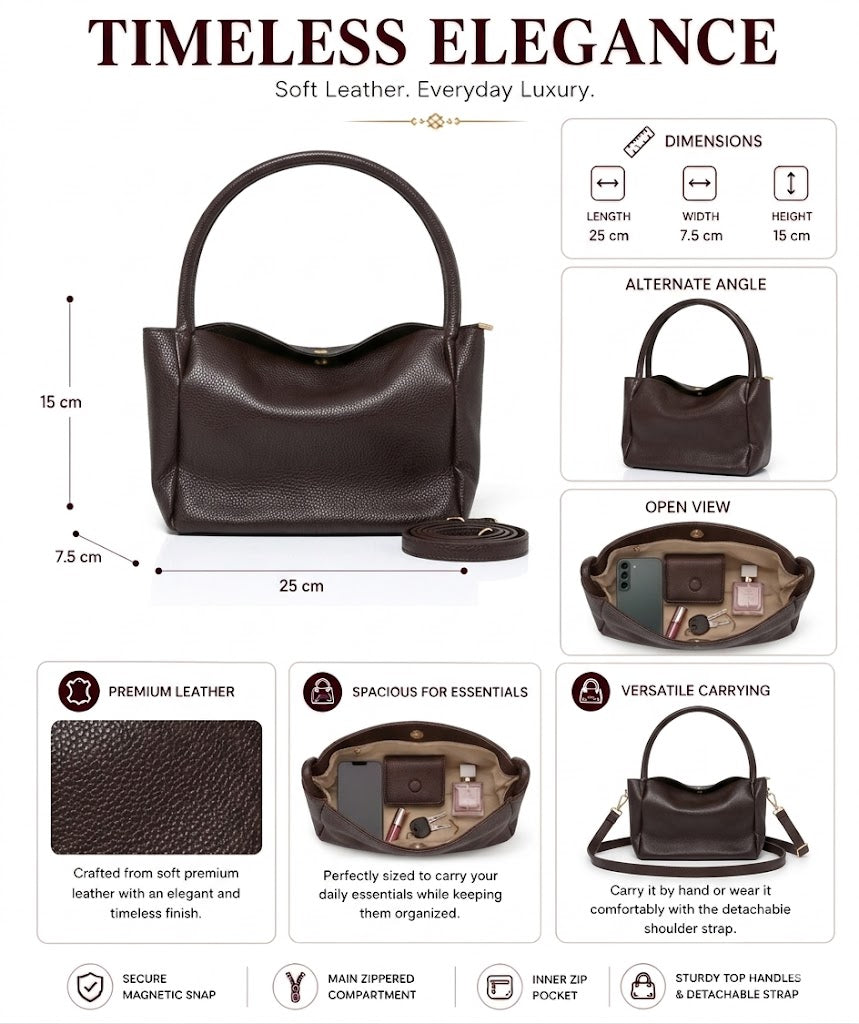 SLD006 - ELEGANT WOMEN'S SOFT LEATHER SHOULDER BAG.
