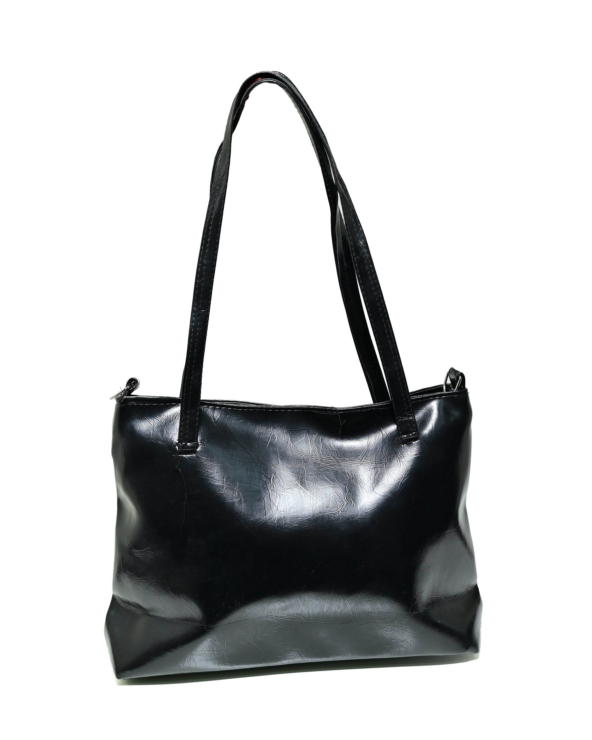 SLD010 - WOMEN'S LEATHER SHOULDER & HANDBAG WITH FRONT ZIP POCKET.