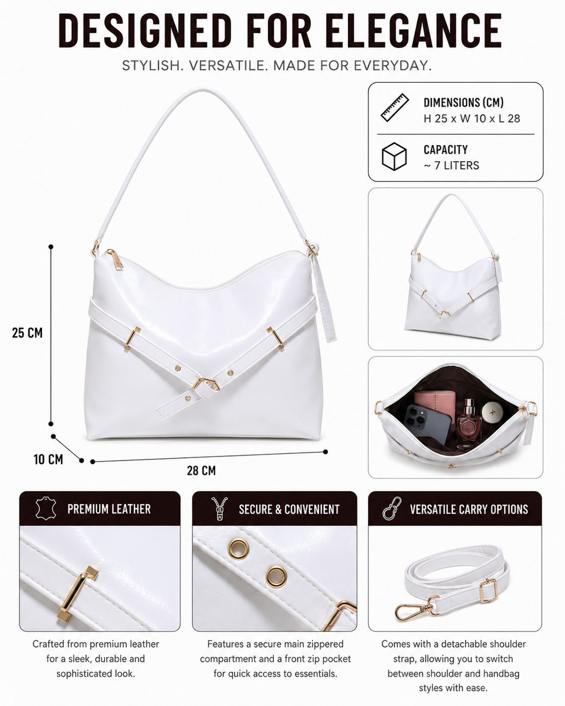 SLD011 - WOMEN'S LEATHER SHOULDER BAG FOR EVERYDAY USE