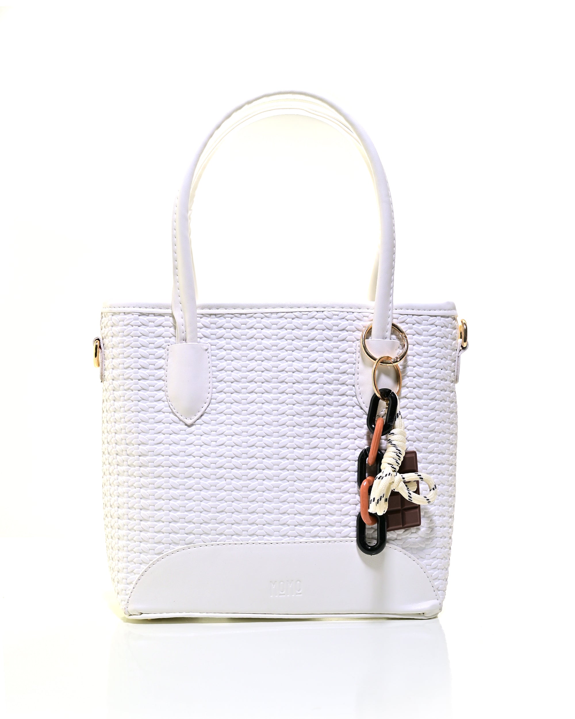 SLD013 - ELEGANT WOMEN'S WOVEN LEATHER BAG WITH PUPPY CHARM