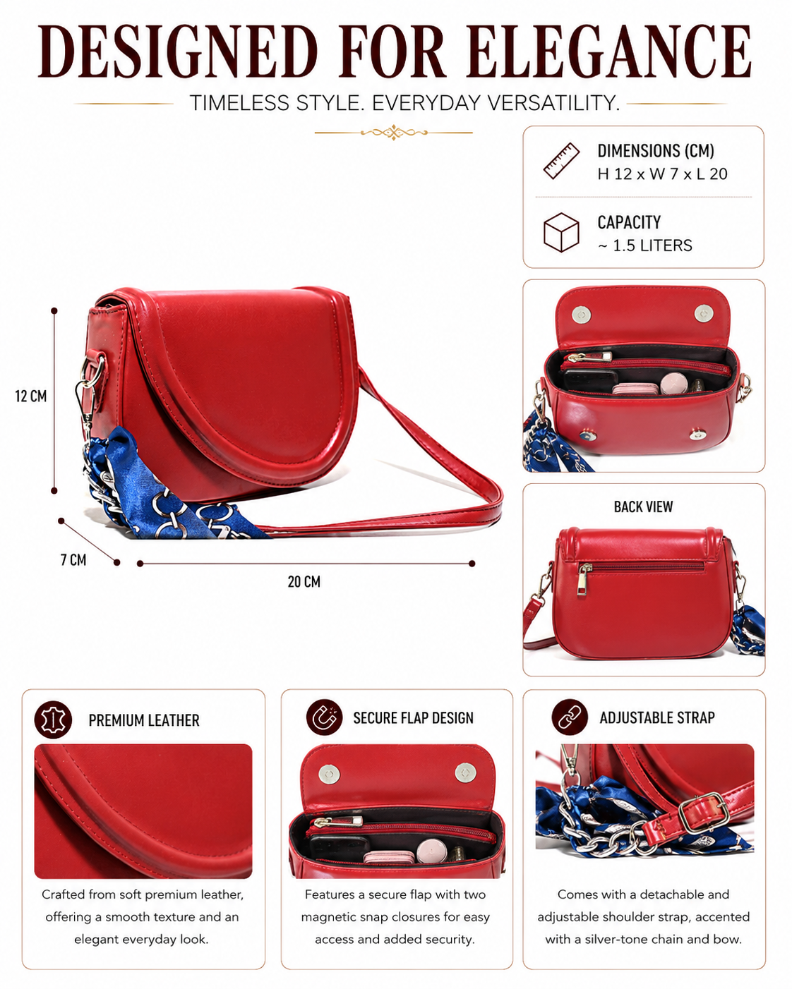 CRS022 - LEATHER HANDBAG & CROSSBODY BAG WITH BOW CHARM.