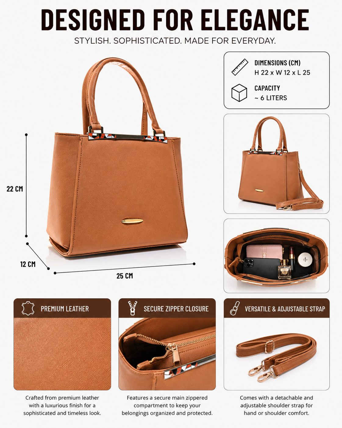SLD009 - LUXURY WOMEN'S LEATHER HANDBAG & SHOULDER BAG